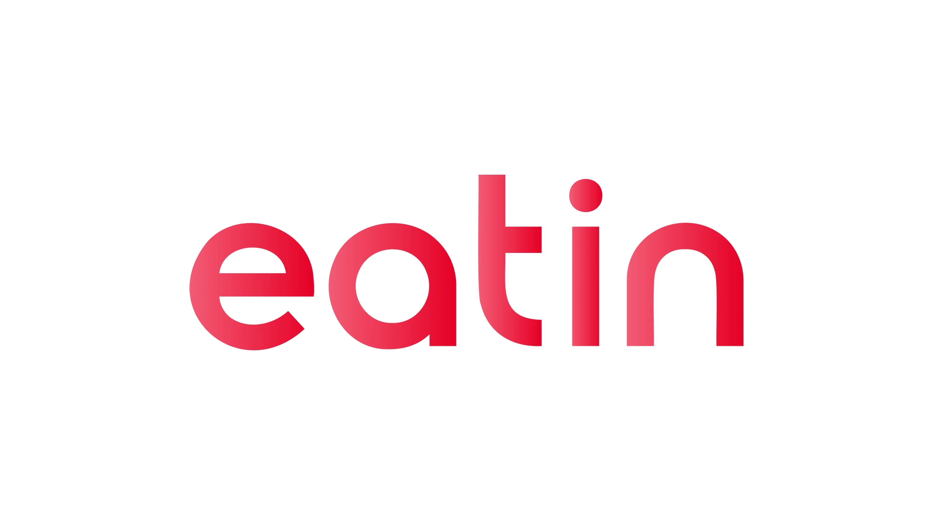 The final eatin wordmark in lowercase on white, each letter shading from a lighter red on its left to a deep red on its right